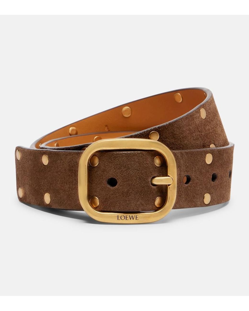 Loewe Brown Studded Suede Belt