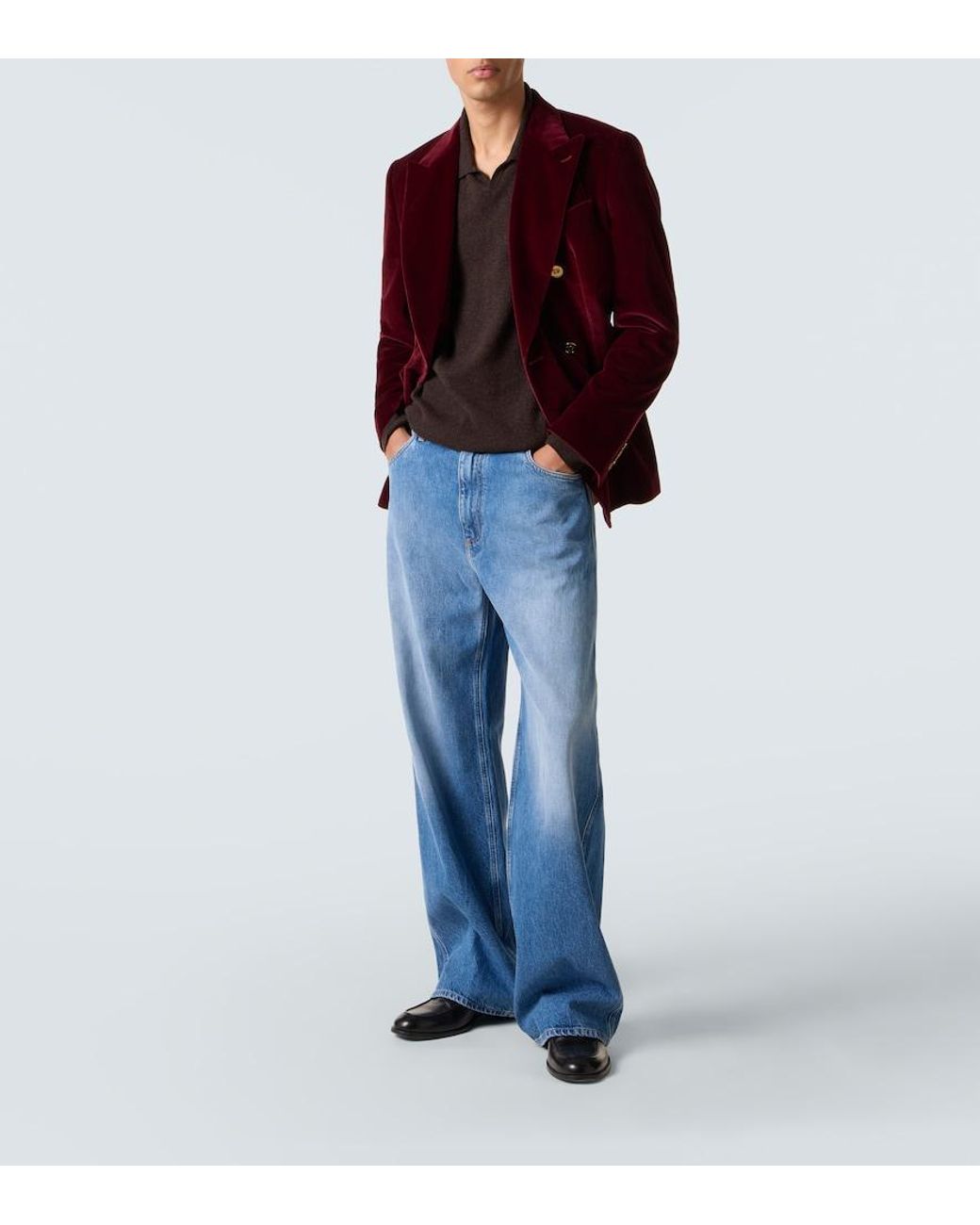 Dolce & Gabbana Blue Mid-Rise Wide-Leg Jeans for men