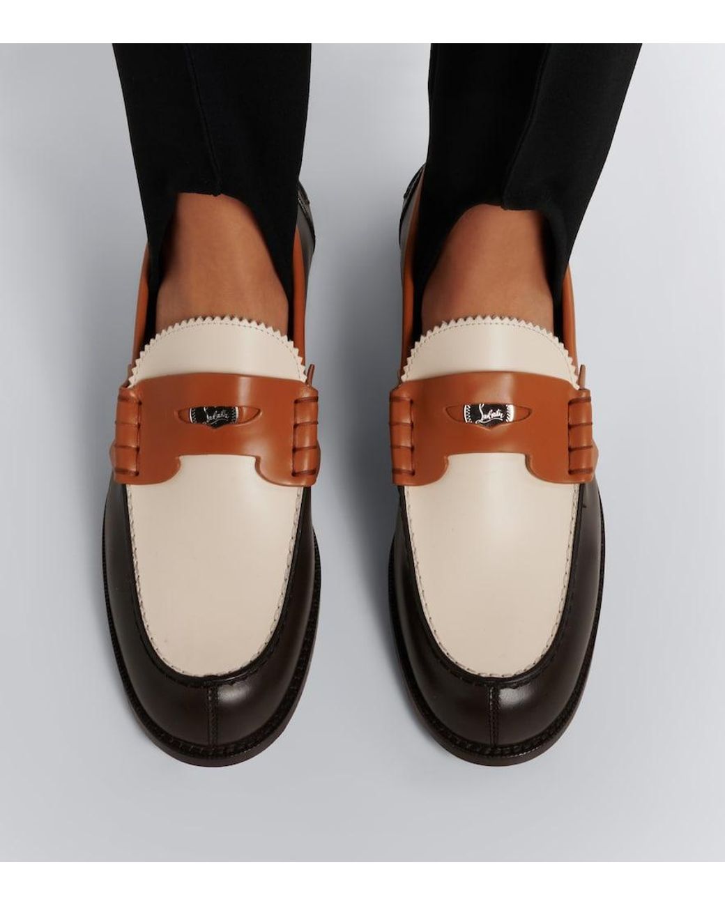 Christian Louboutin Brown Plato Leather Penny Loafers