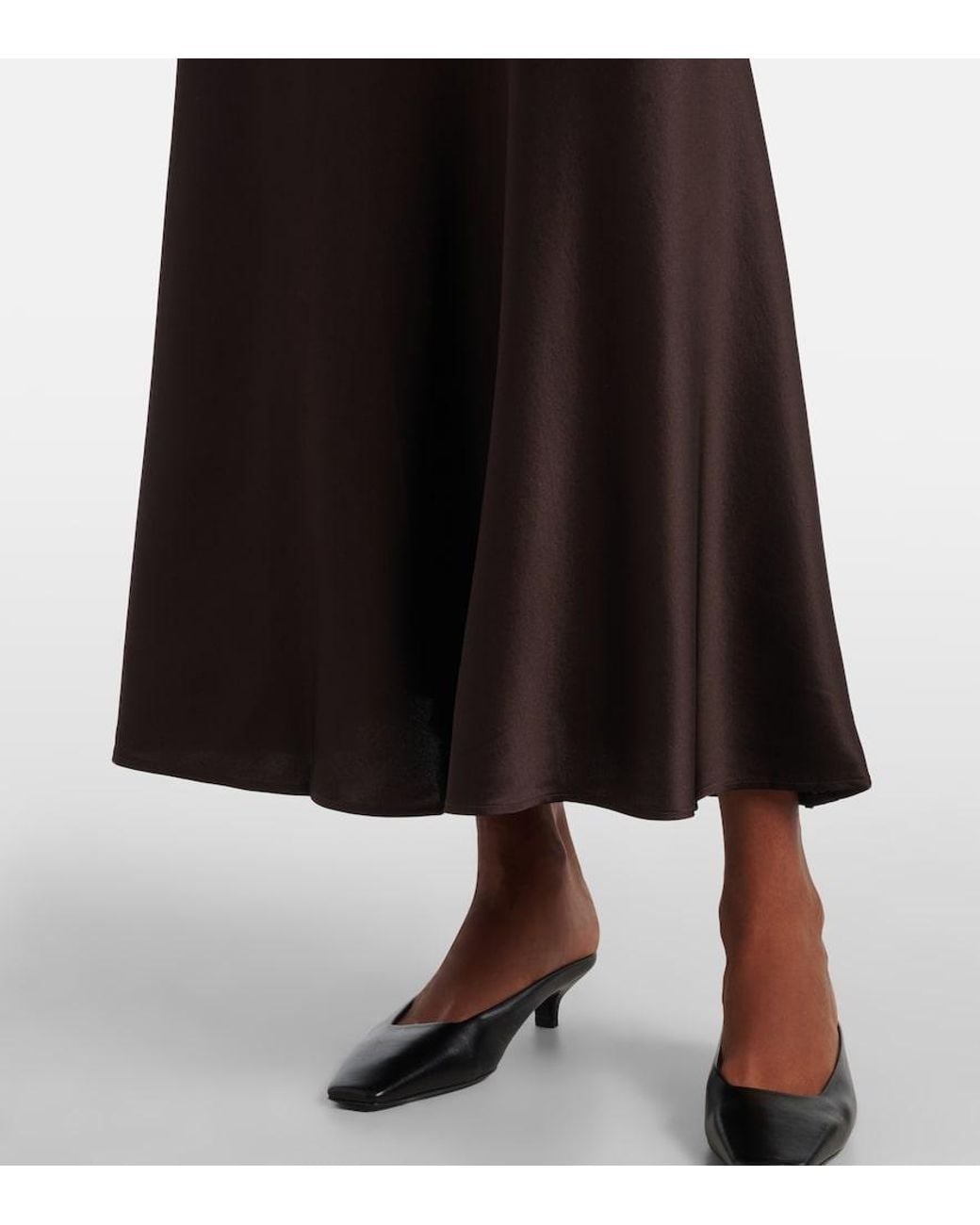Staud Brown Freda Ruched Silk-Blend Gown