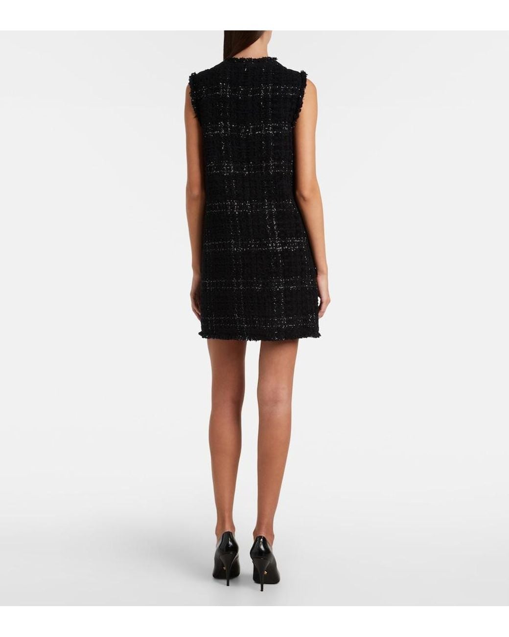 Versace Black Medusa '95 Cotton-Blend Tweed Minidress