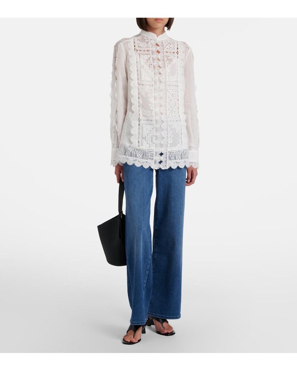 FRAME Blue Le Slim Palazzo Wide-Leg Jeans