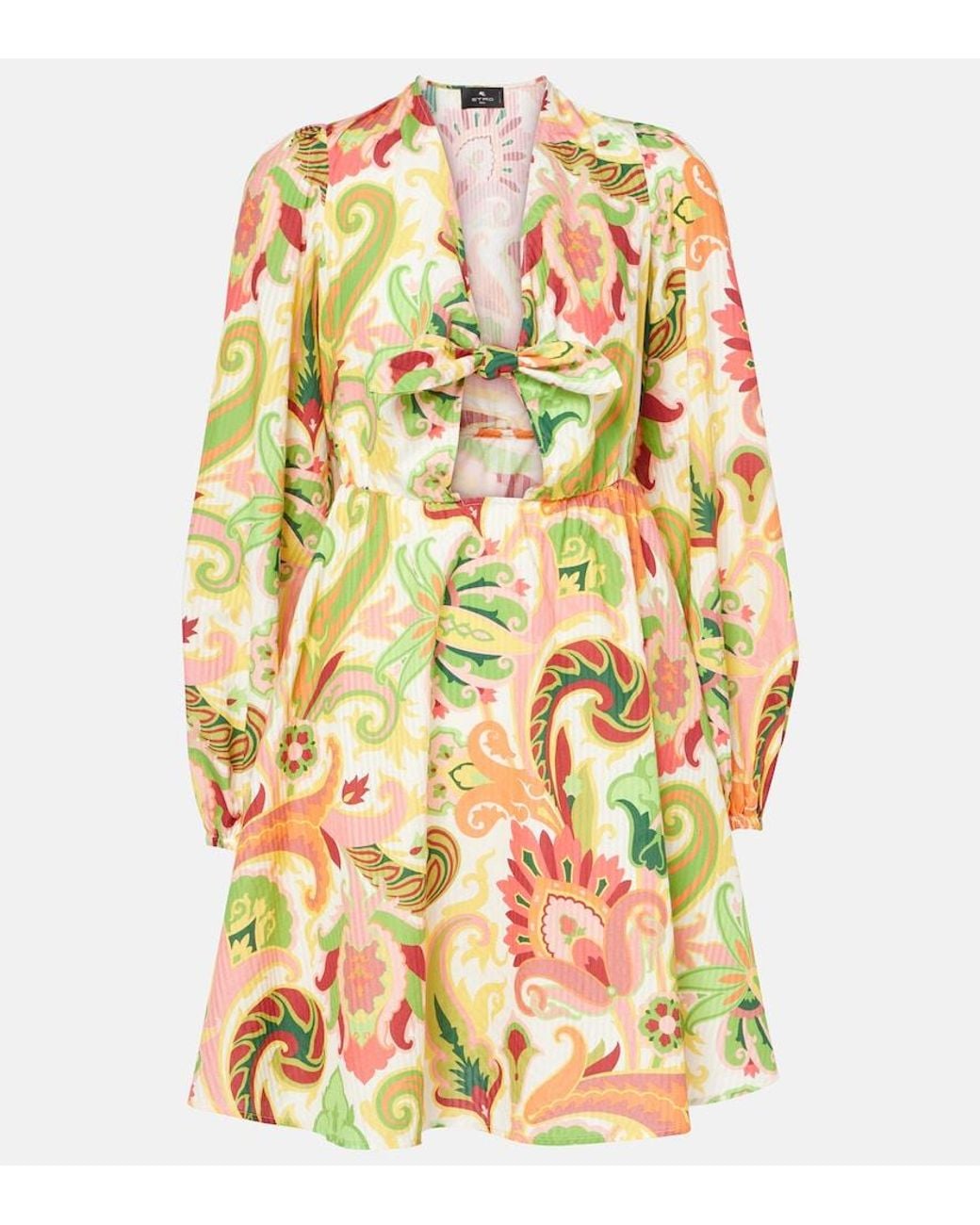 Etro Multicolor Floral Cotton And Silk Minidress
