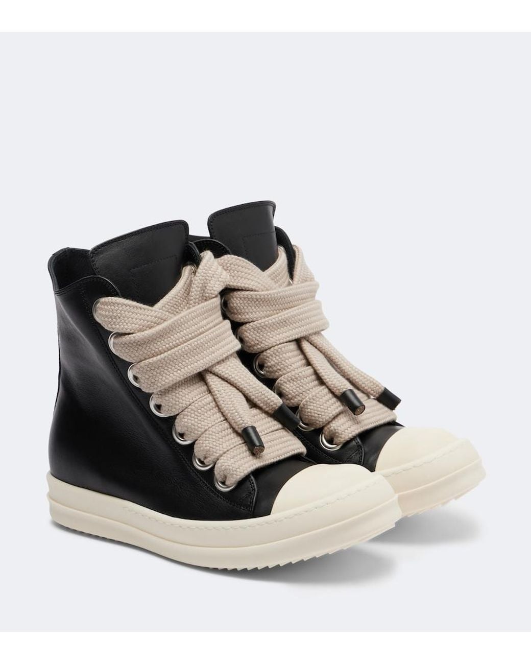 Rick Owens Black Jumbolace Leather Sneakers