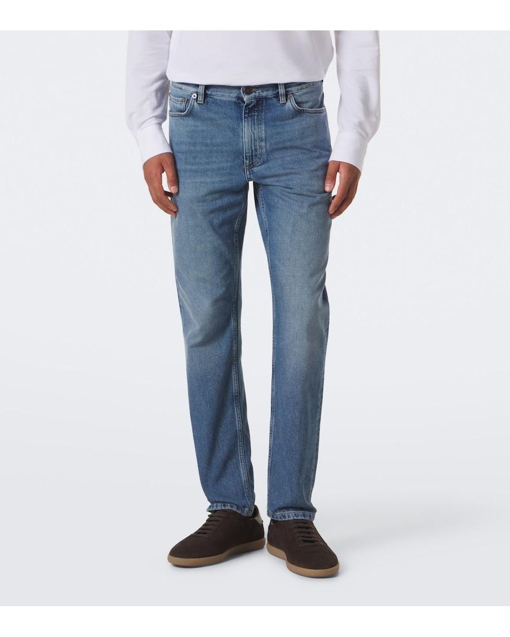Zegna Blue Roccia Faded Slim Jeans for men