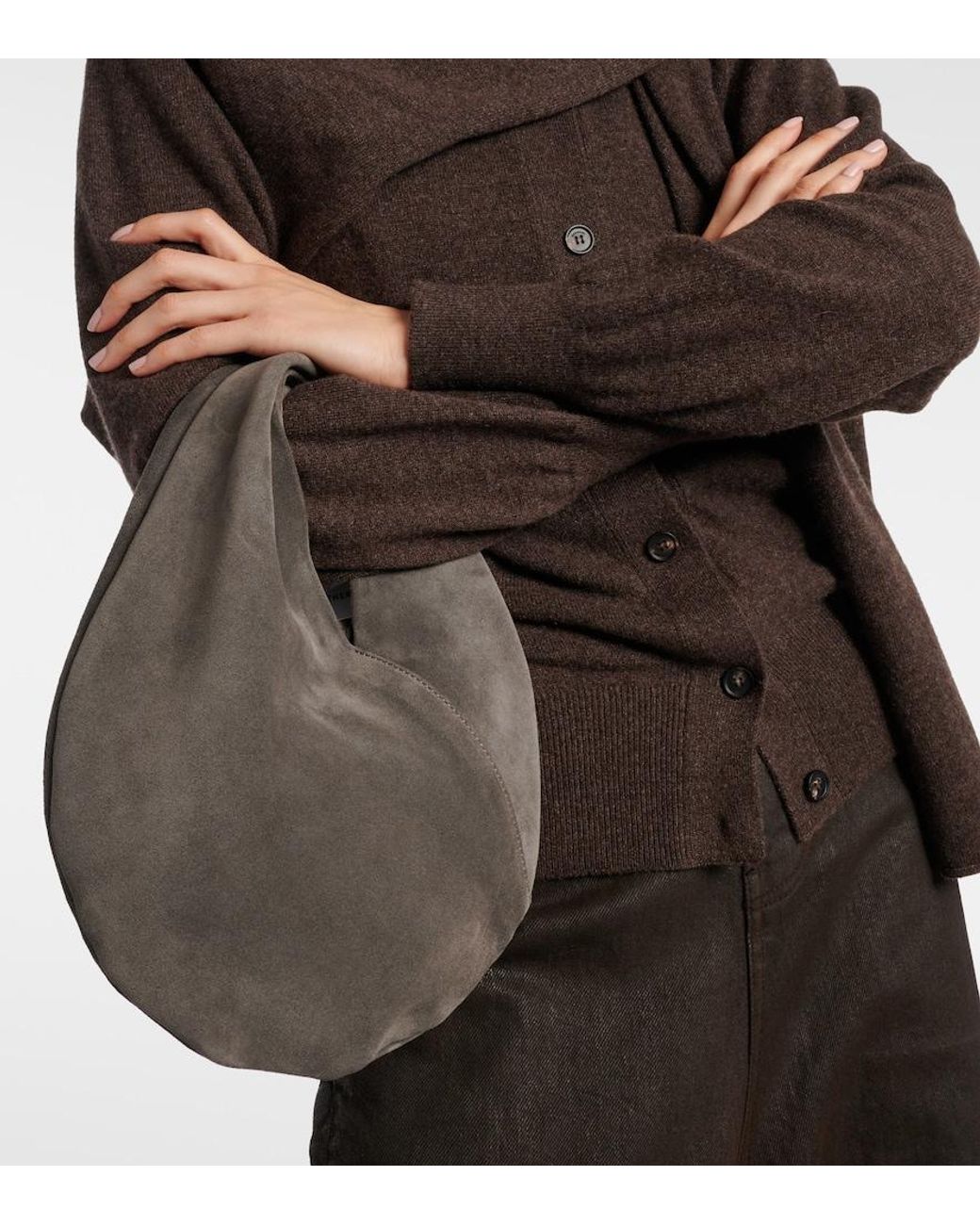 Aesther Ekme Brown Ora Mini Suede Shoulder Bag