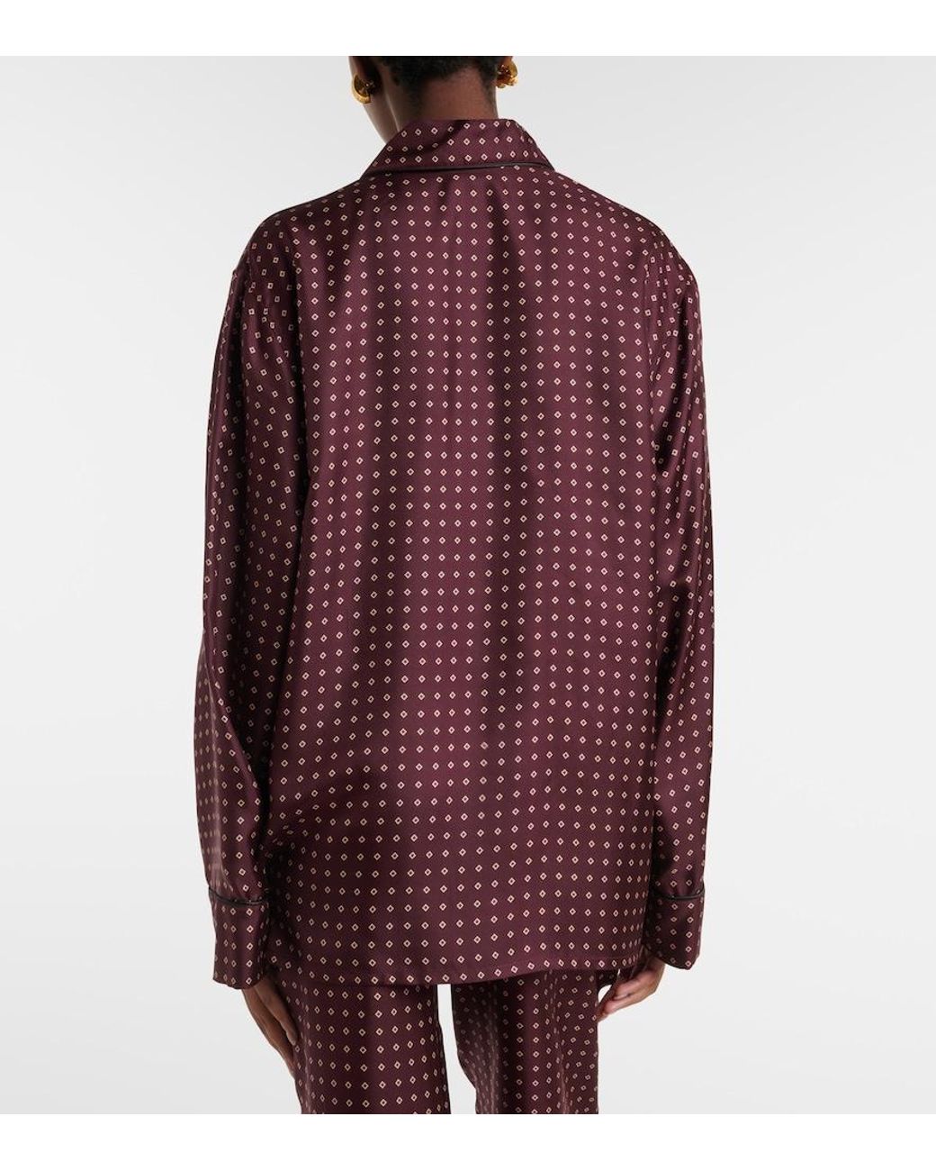 Saint Laurent Purple Printed Silk Satin Pajama Shirt