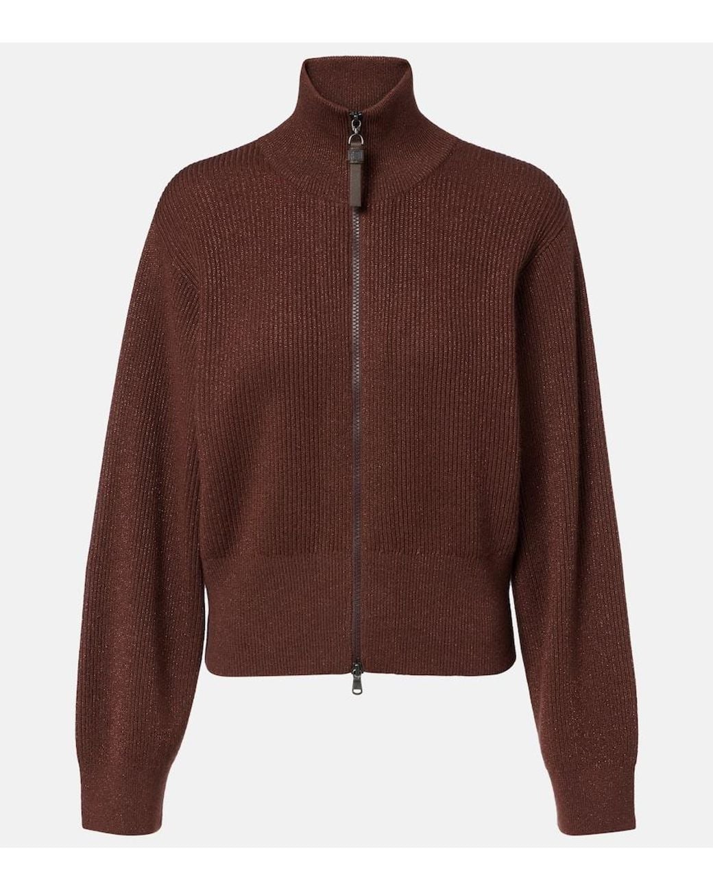 Brunello Cucinelli Brown Monili Cashmere-Blend Sweater