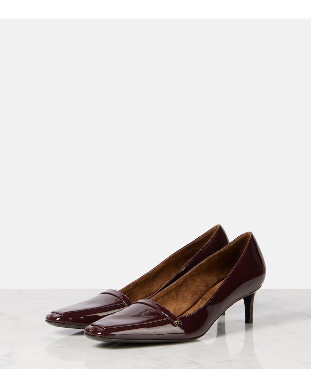 Khaite Brown Celia 50 Patent Leather Pumps