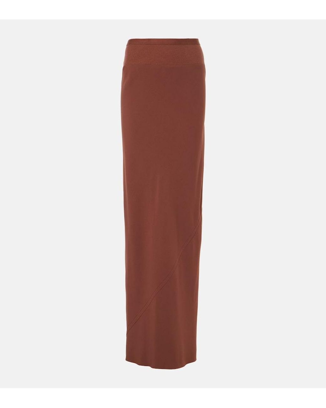 Rick Owens Brown Knitted Maxi Skirt