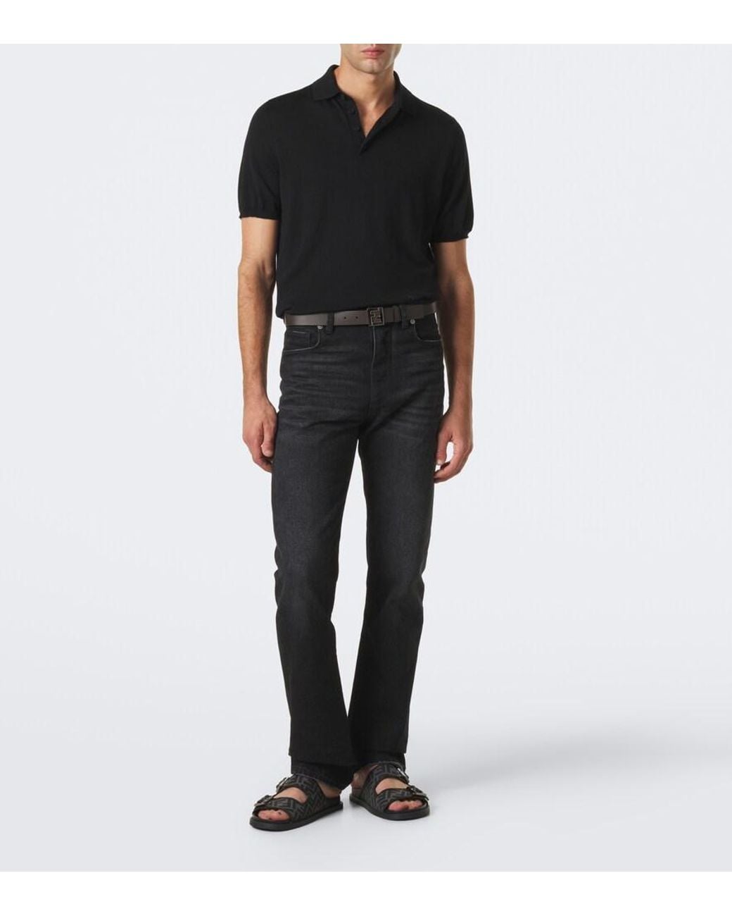 Fendi Black Feel Ff Zucca Jacquard Slides for men