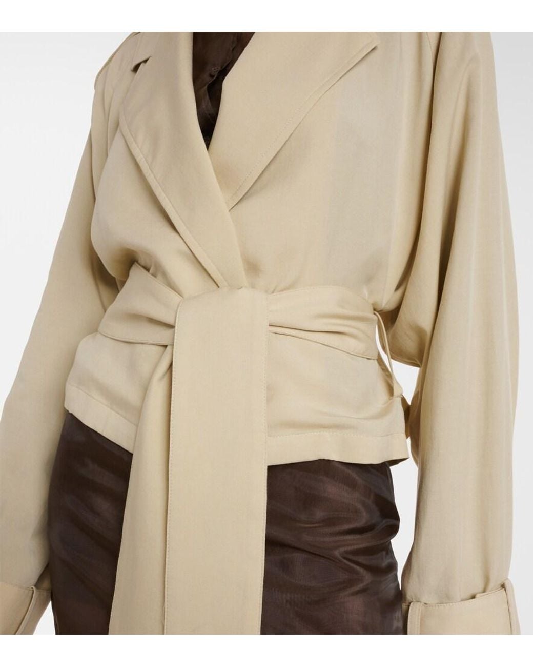 Frankie Shop Natural Simona Cropped Trench Coat