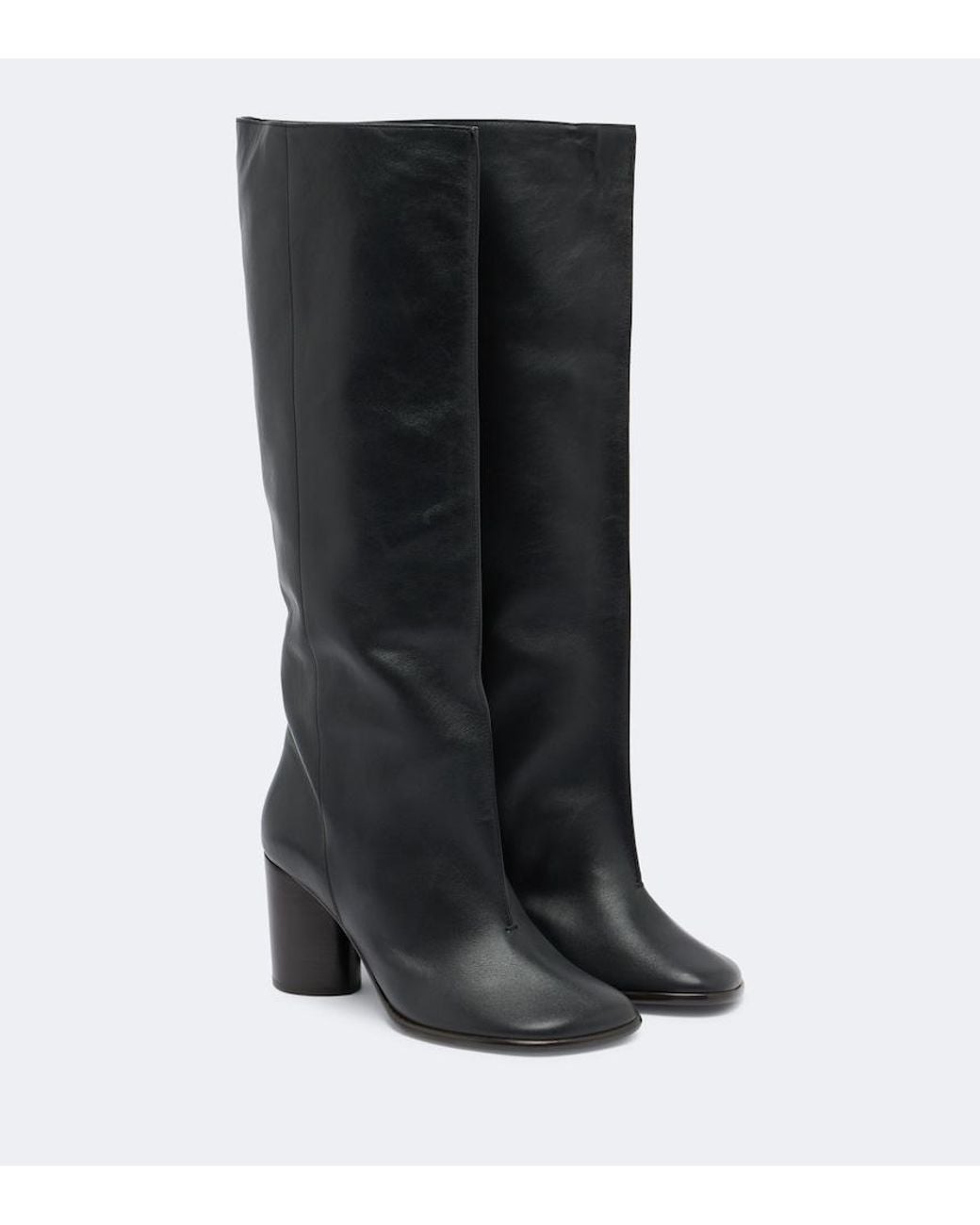 Lemaire Black Crease Leather Knee-High Boots