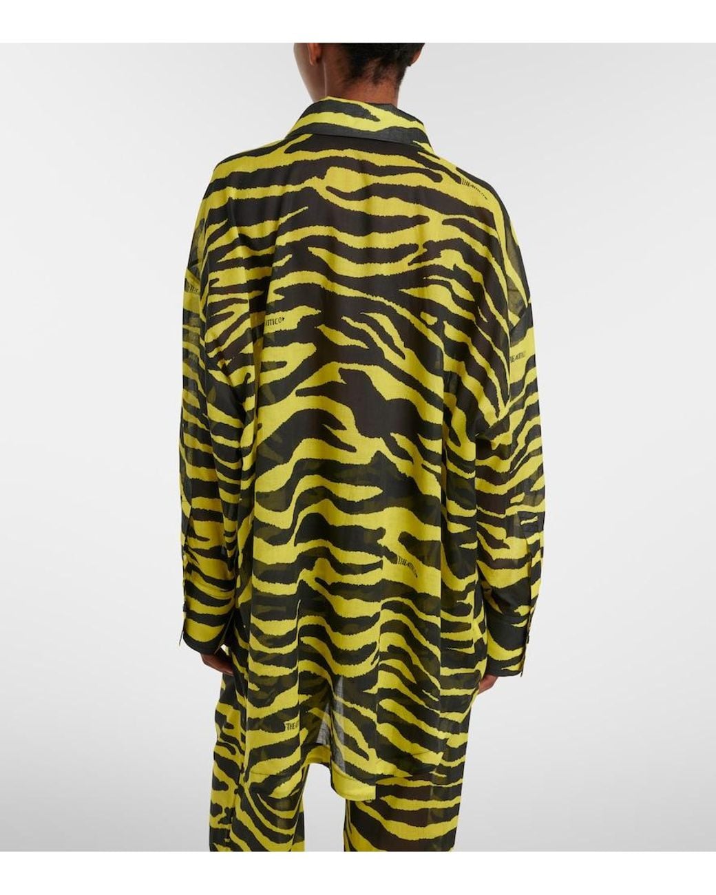 The Attico Green Animal-Print Cotton Muslin Shirt