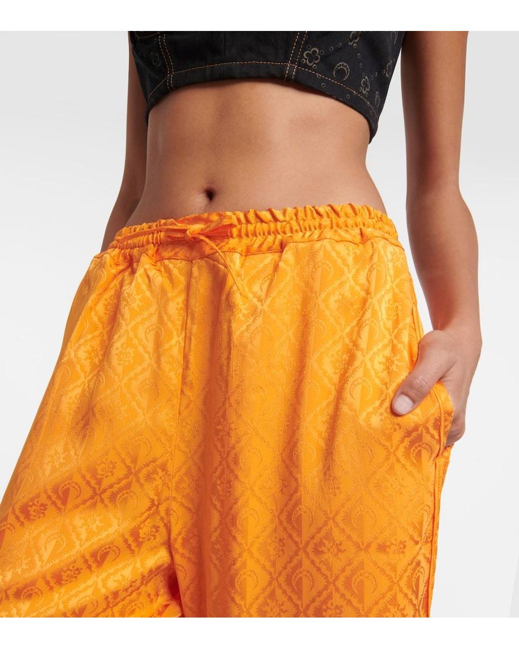 MARINE SERRE Orange Moon Diamant Satin Pajama Pants