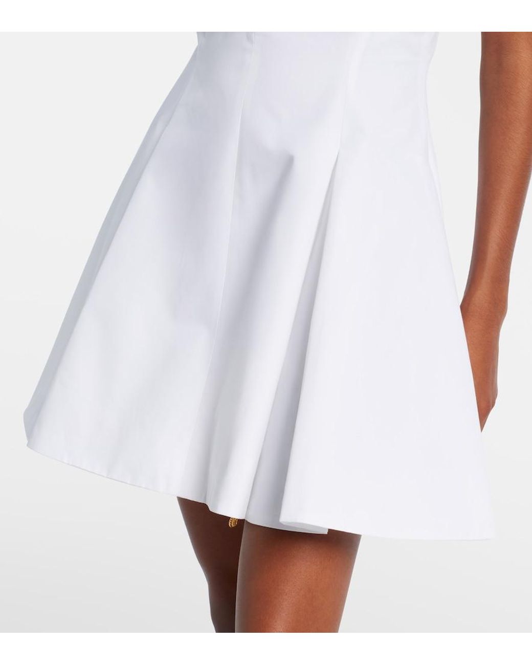 Balmain White Ruched Cotton Poplin Minidress