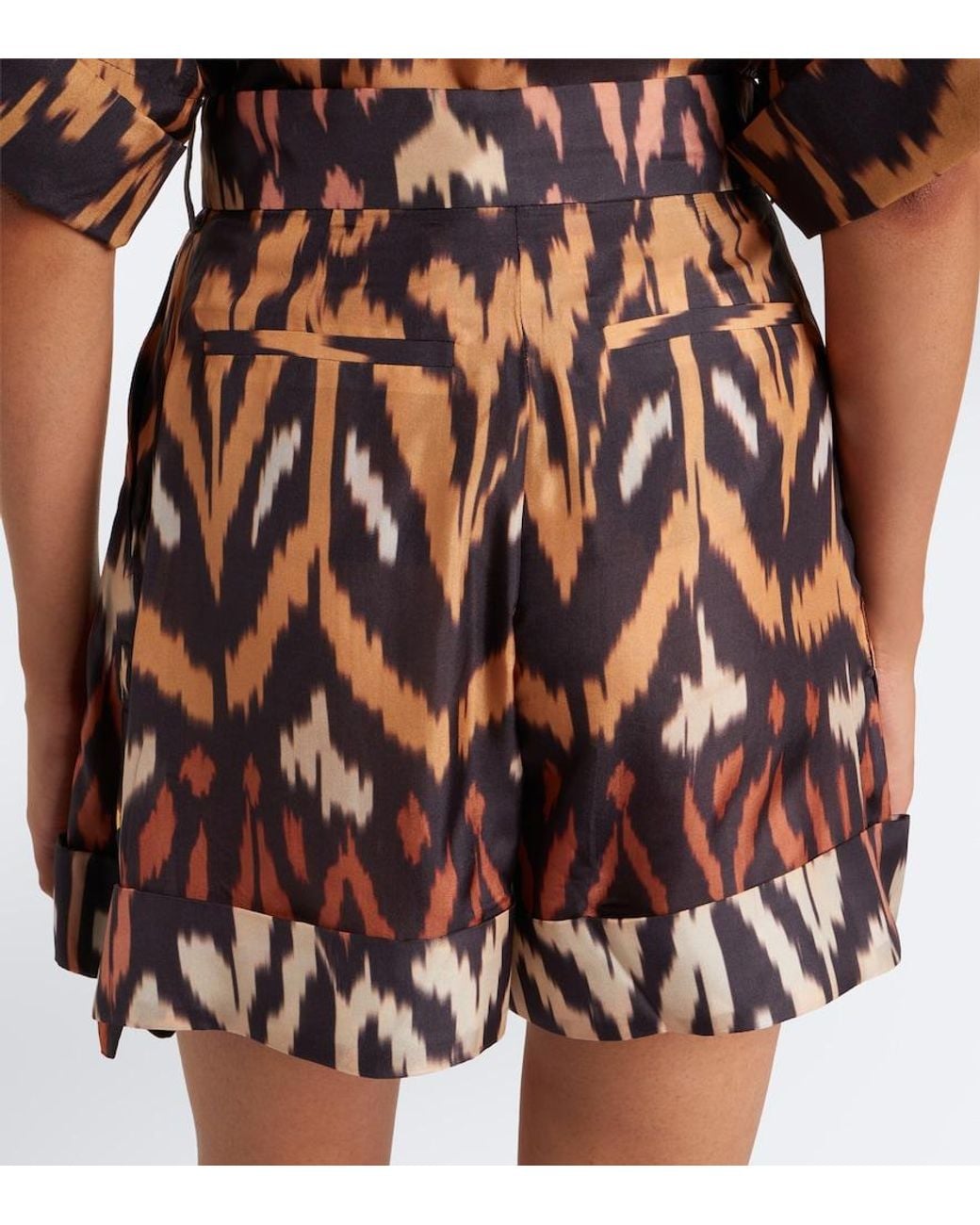 Zimmermann Brown Aster Printed Silk Habutai Shorts