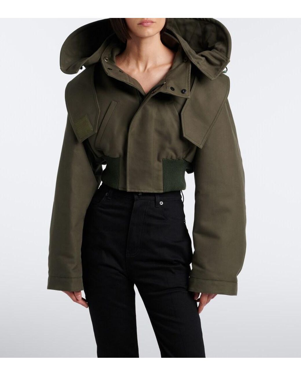 Balenciaga Green Cropped Cotton Jacket