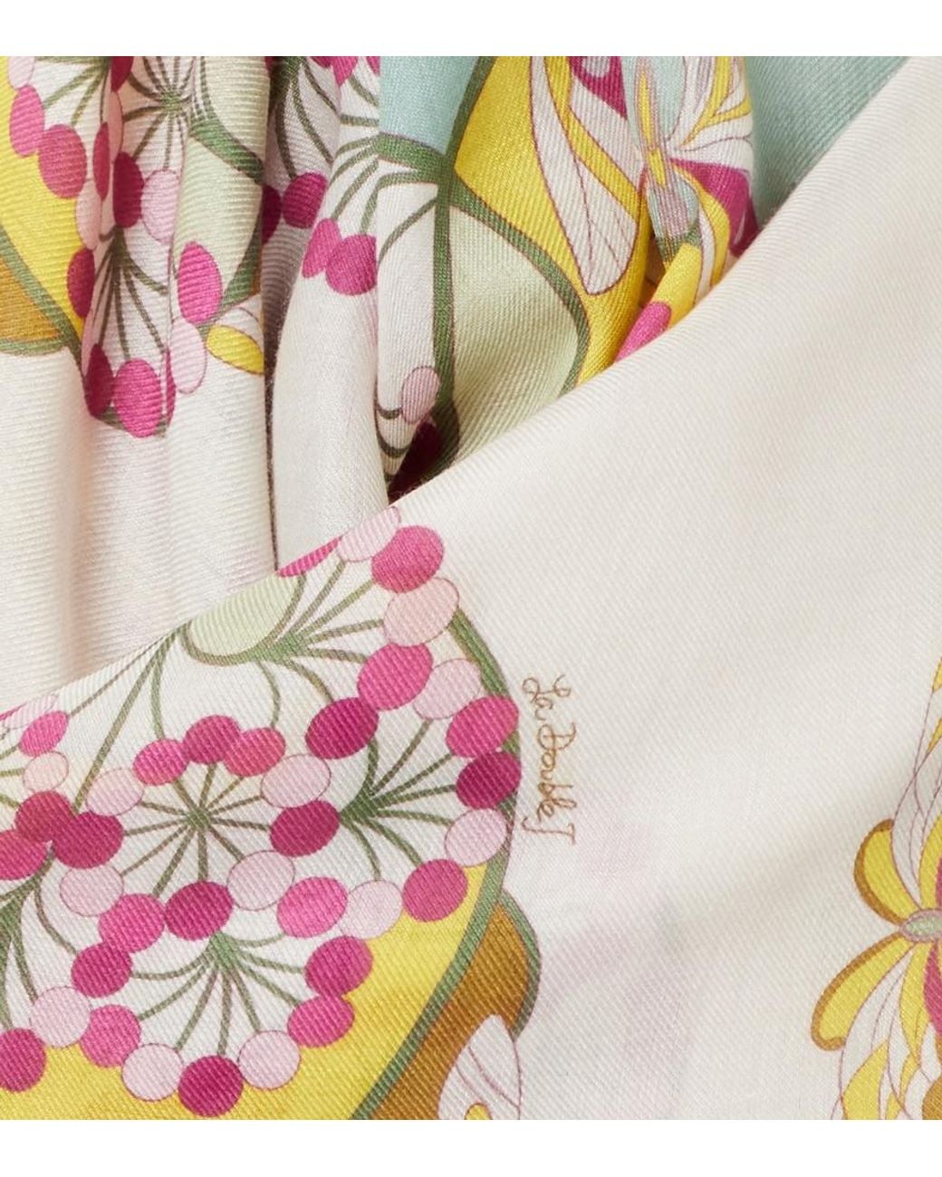LaDoubleJ White Florette Placee Scarf