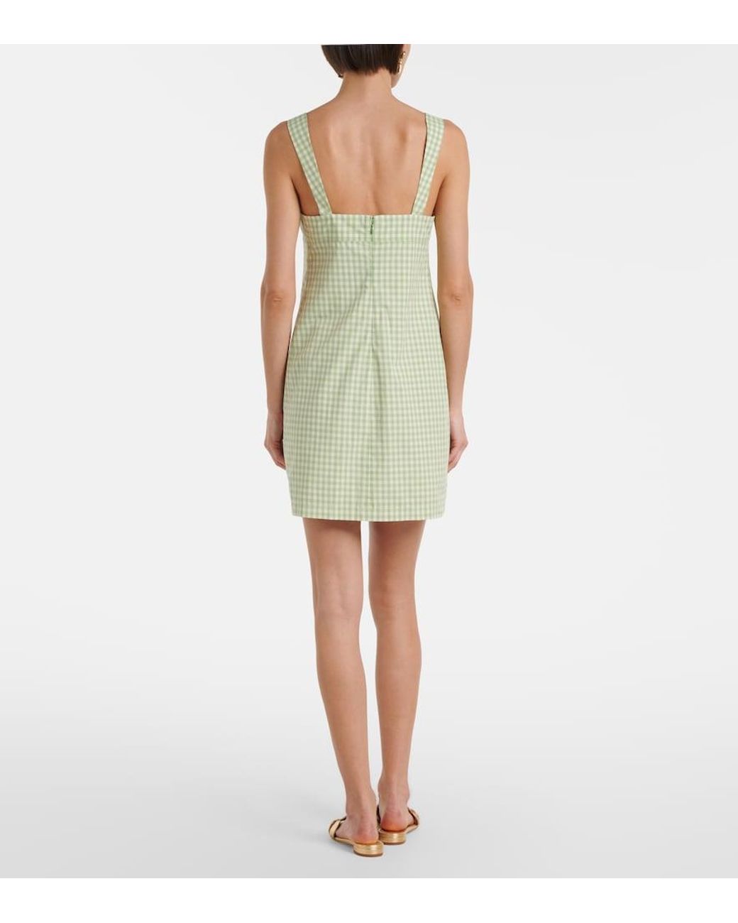 Jonathan Simkhai Green Sloan Gingham Cotton-Blend Minidress