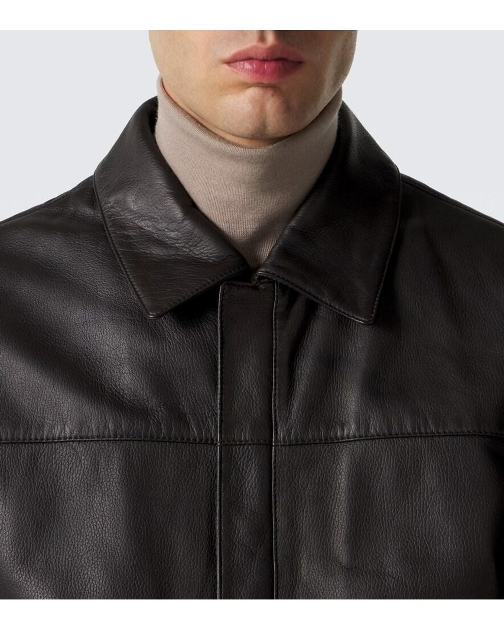 Thom Sweeney Black Leather Jacket for men