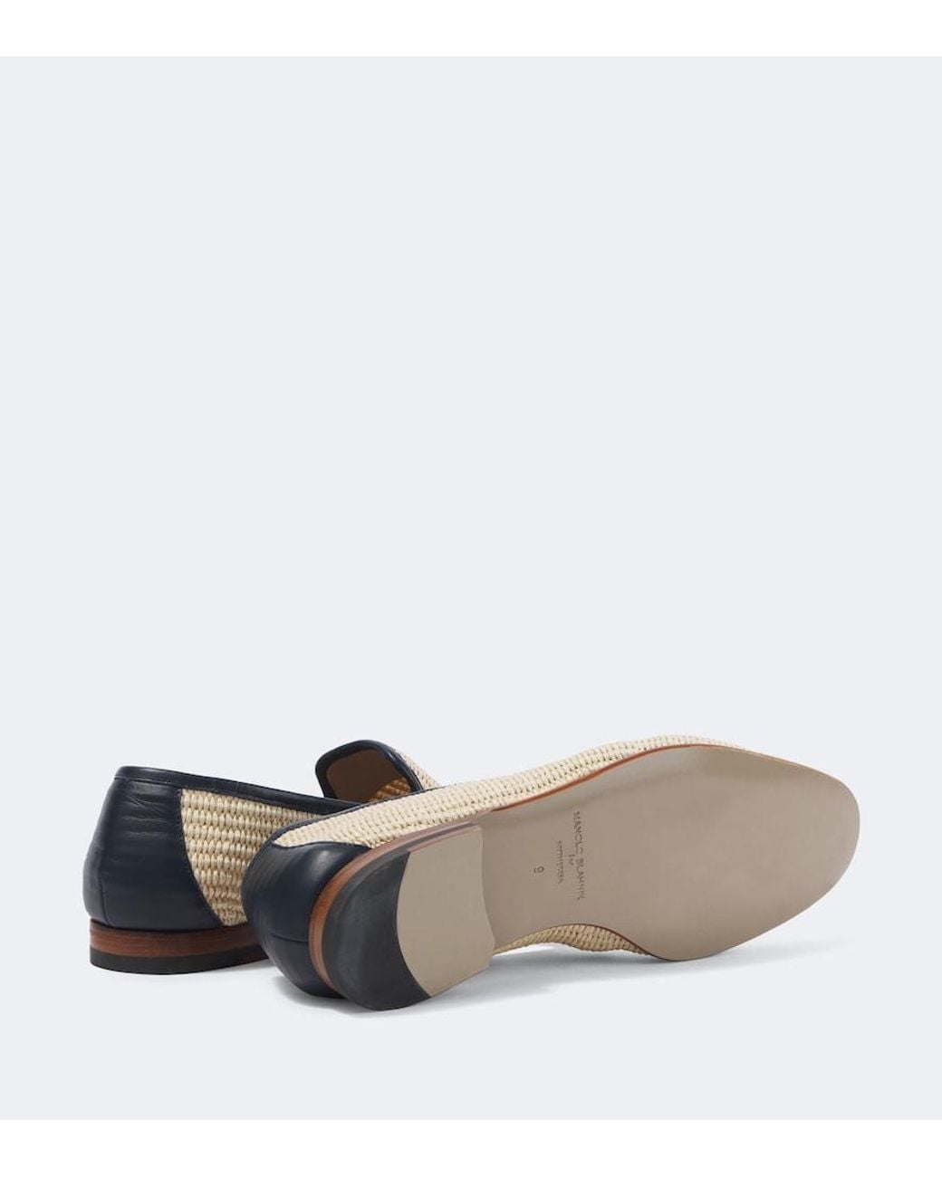 Manolo Blahnik White Mario Leather-Trimmed Raffia-Effect Loafers for men