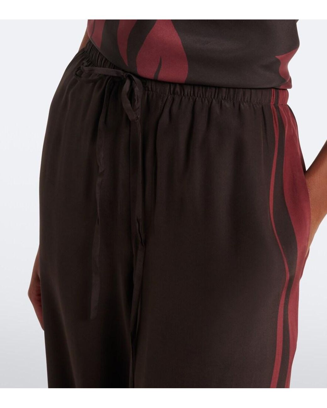 Sir Brown Silk Wide-Leg Pants