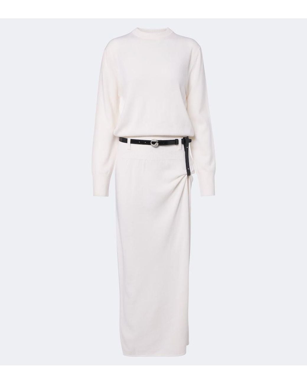 Coperni White Belted Wool And Cashmere Sweater Dress