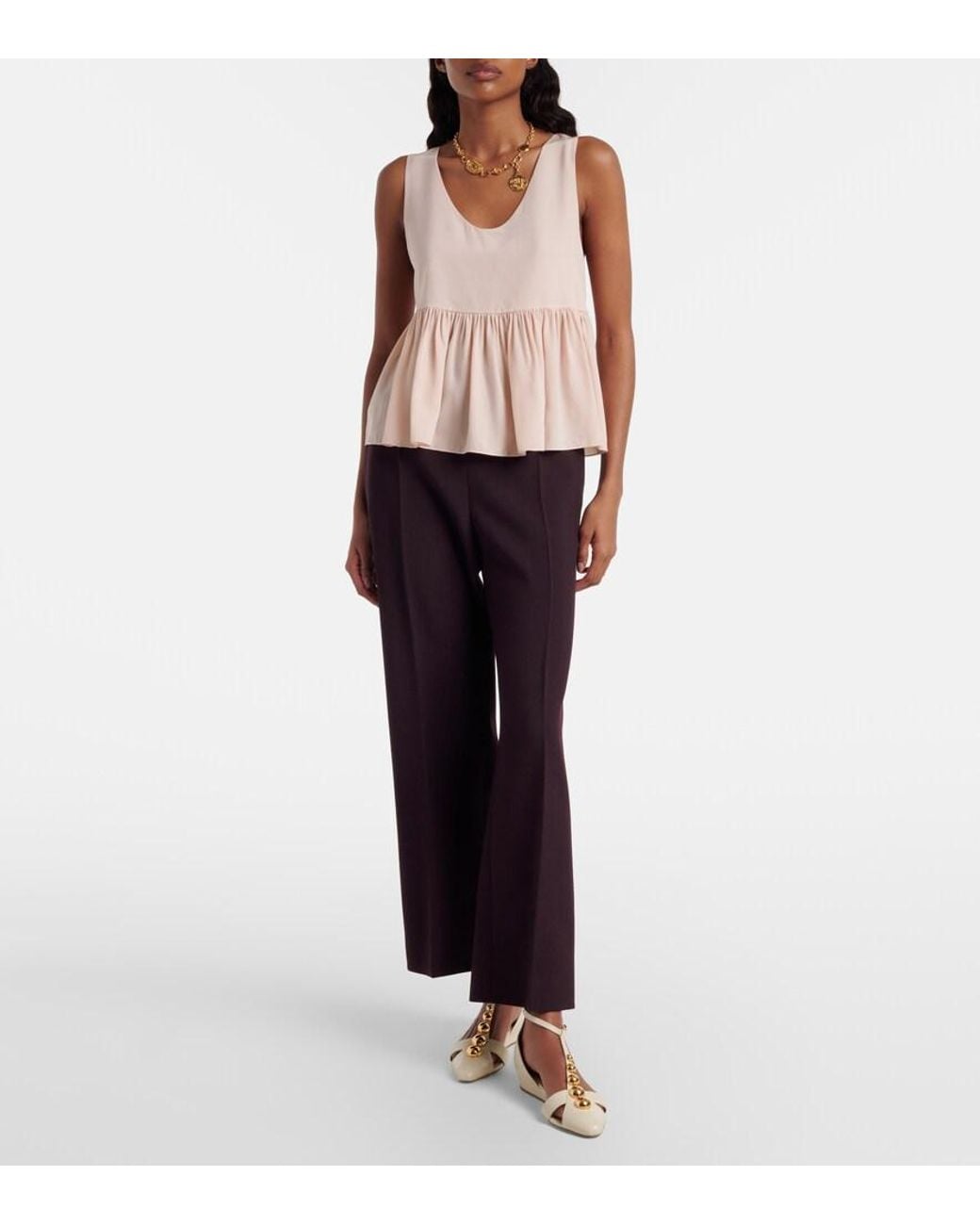 Chloé Natural Embellished Leather Flats