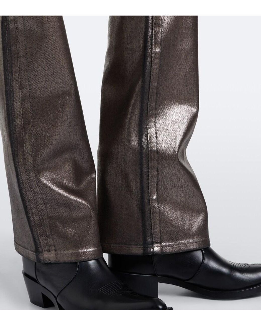 FRAME Gray Rodeo Coated Flared Jeans