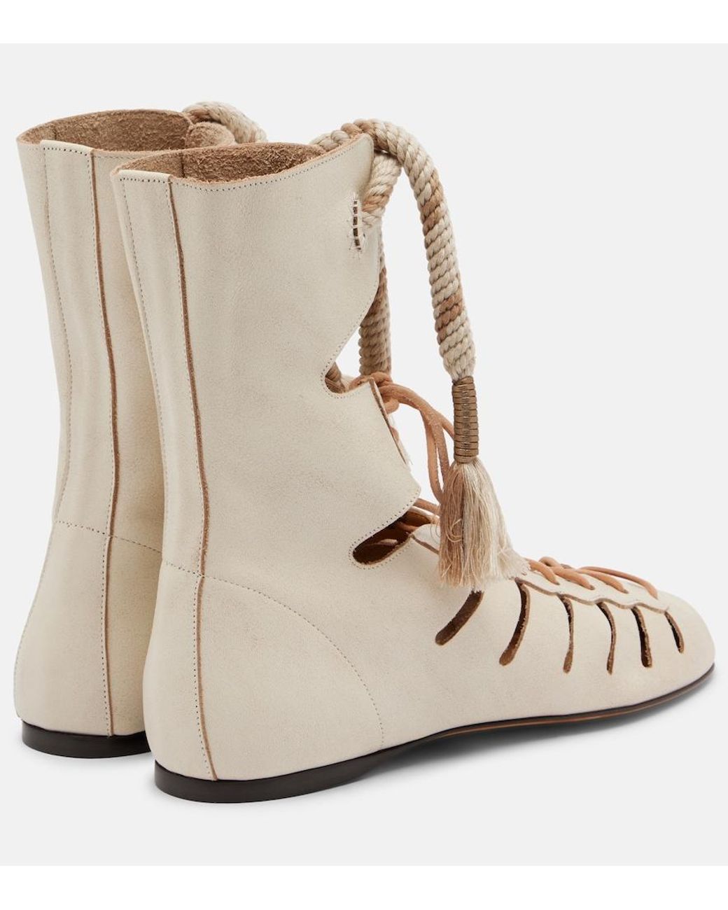 Isabel Marant Natural Liade Leather Lace-Up Ankle Boots