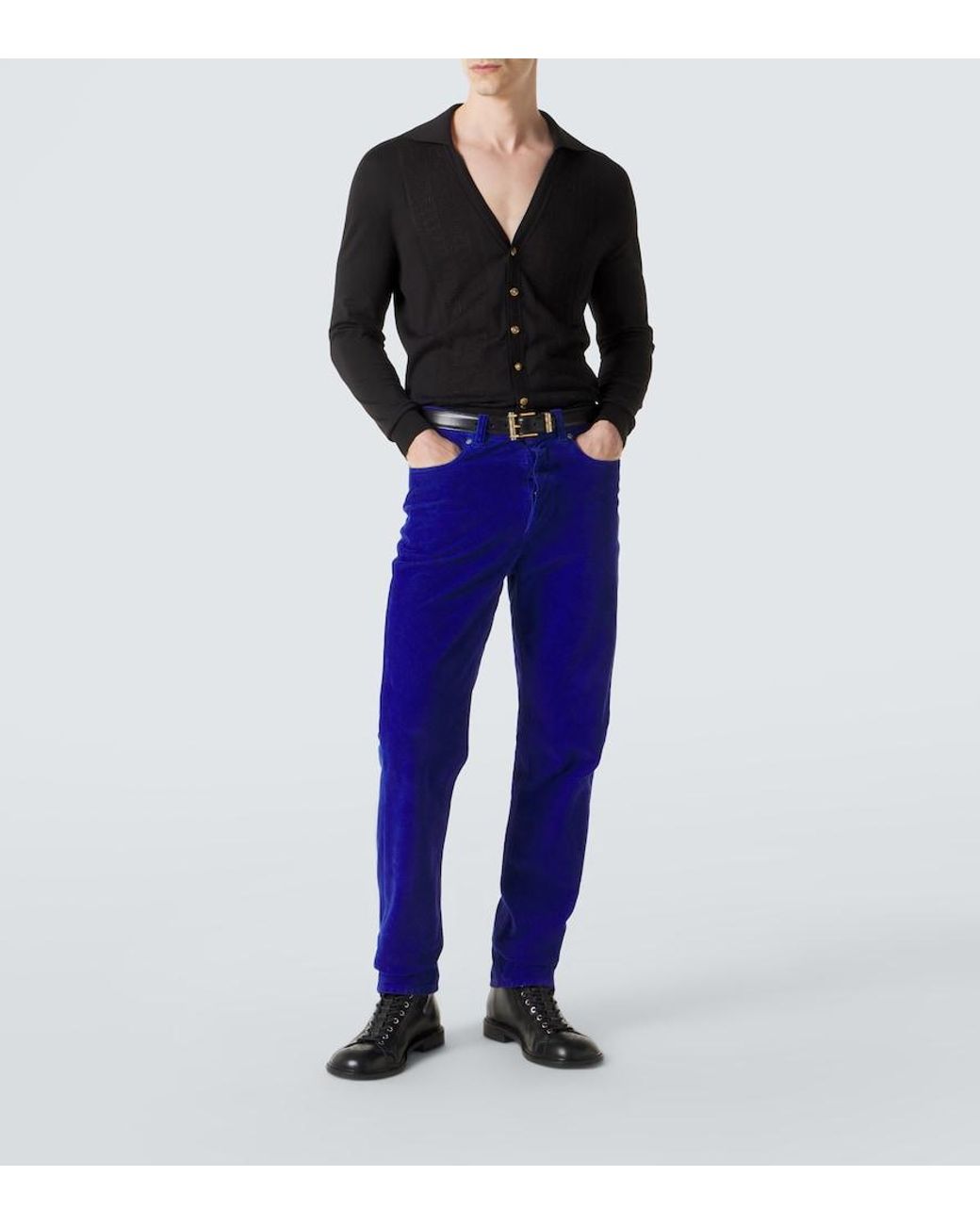 Versace Black Greca Silk And Cotton Cardigan for men