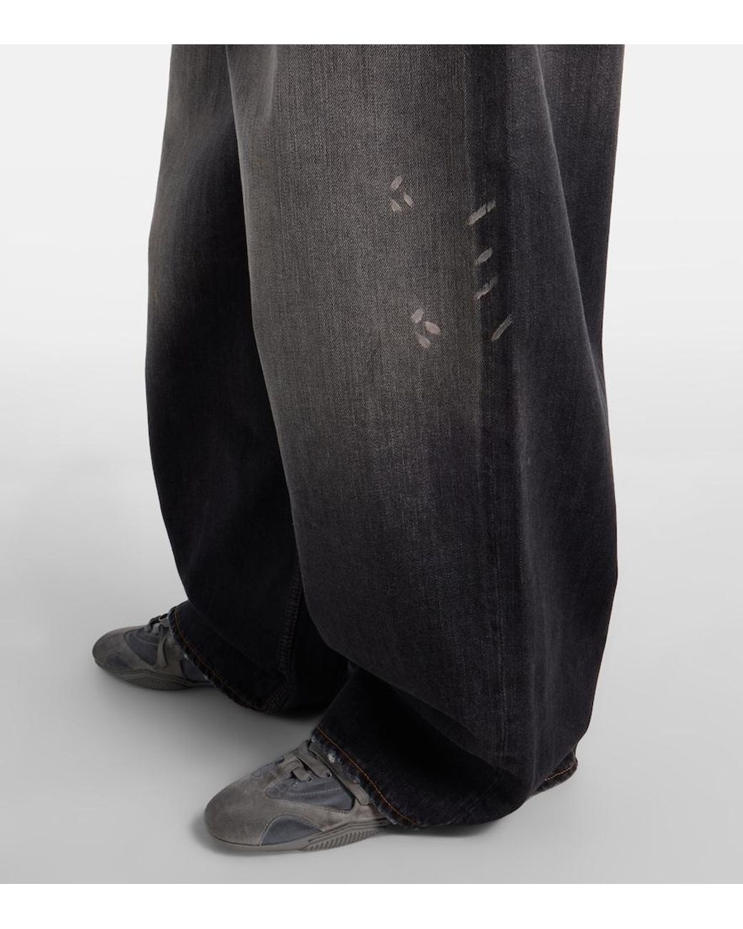 Acne Gray 2023 Distressed Wide-Leg Jeans