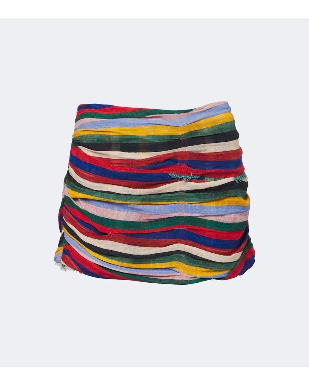 Staud Red Nicola Ruched Cotton Gauze Miniskirt