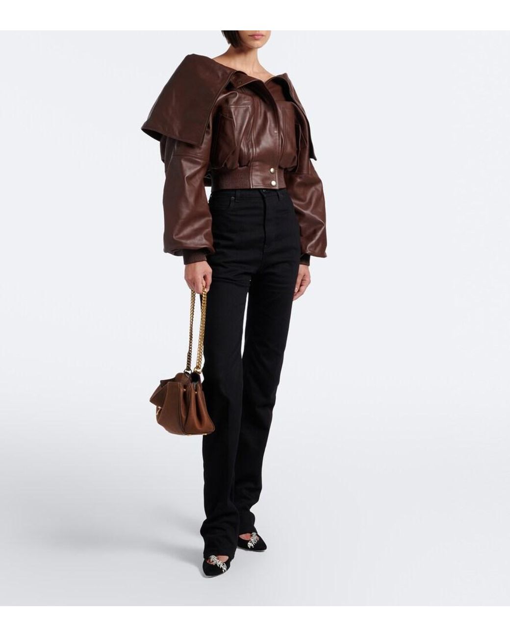 Balenciaga Brown Rodeo East West Leather Shoulder Bag