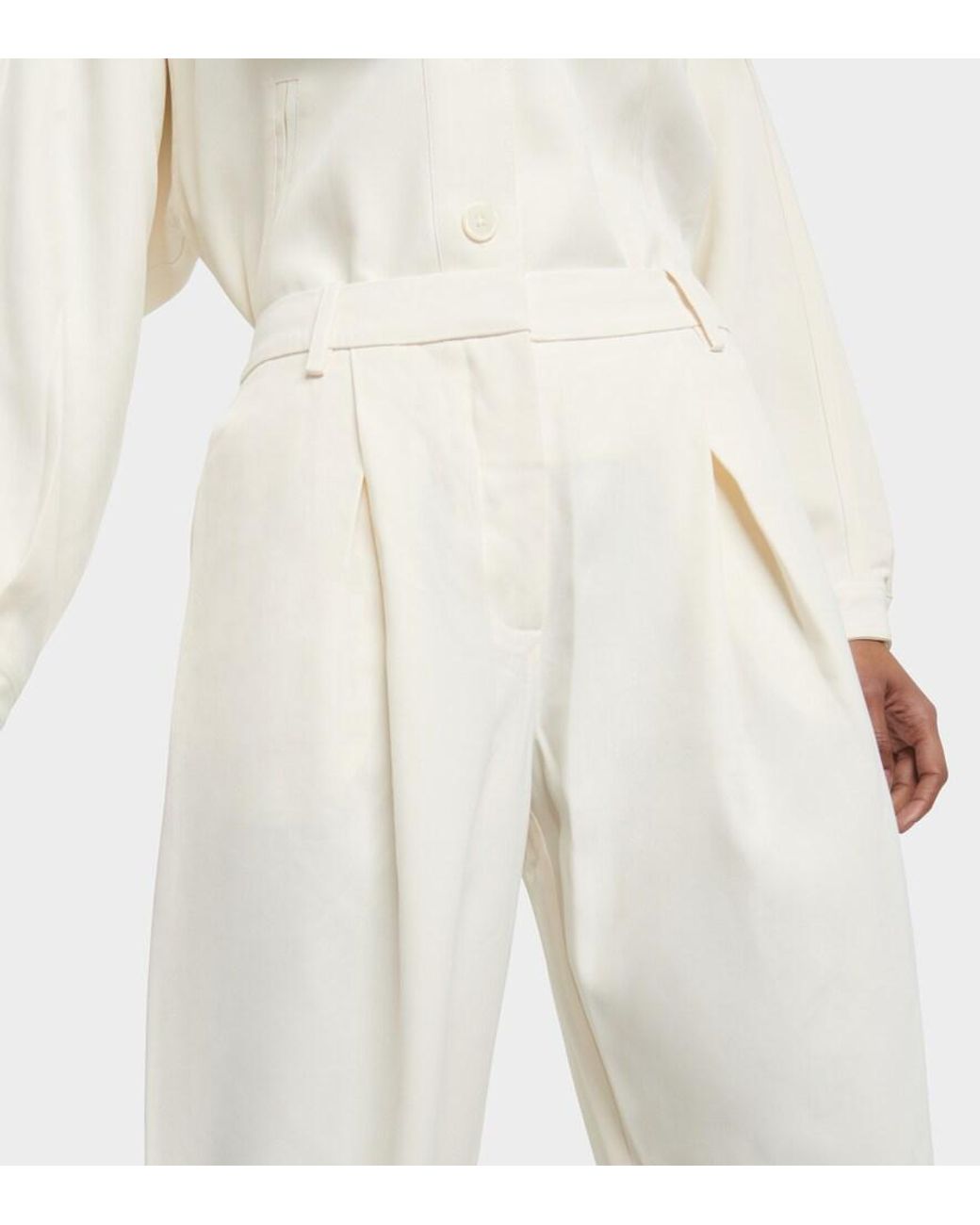 Co. White Pleated Wide-Leg Pants