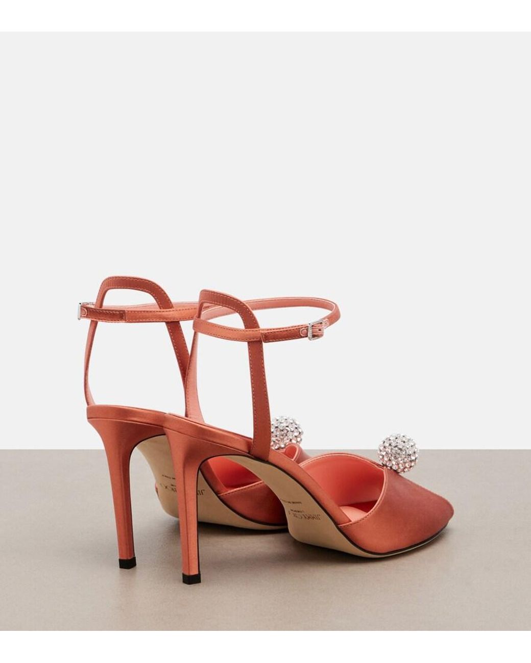 Jimmy Choo Pink Sacora Embellished Satin Sandals
