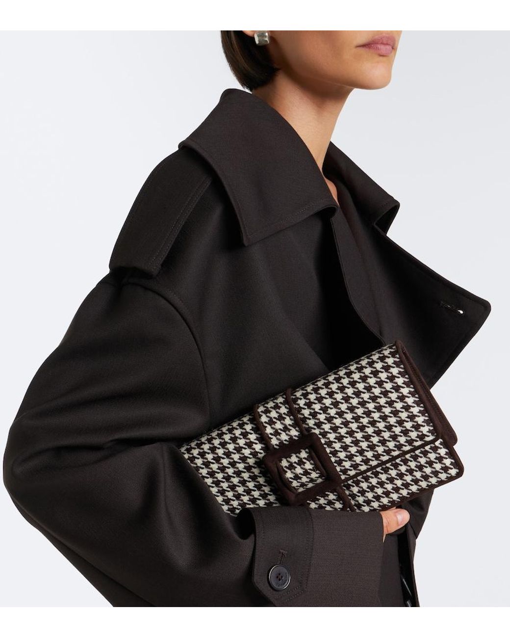 Manolo Blahnik Black Maycap Houndstooth Clutch
