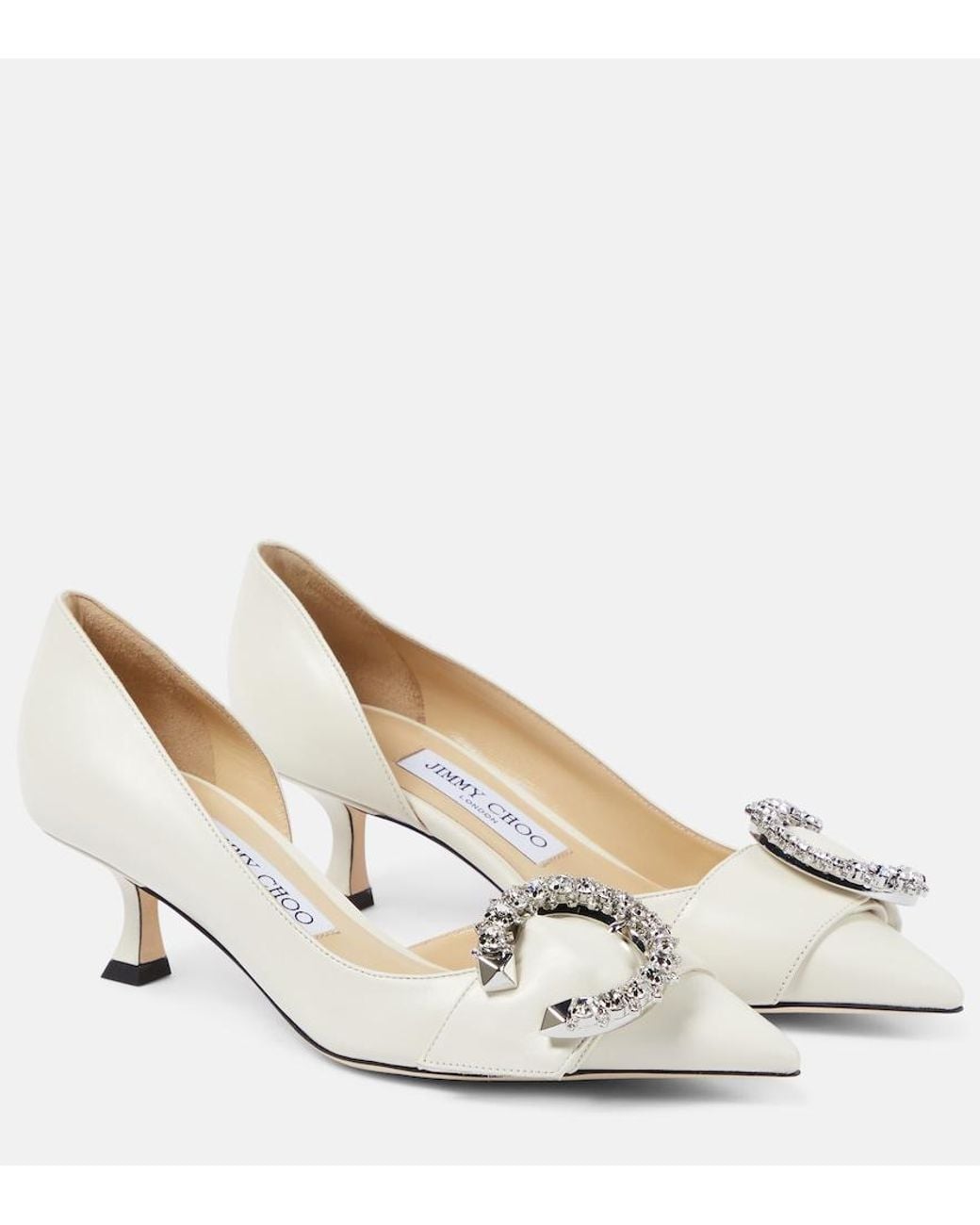 Jimmy Choo Melva 50 Embellished Leather Pumps in White | Lyst