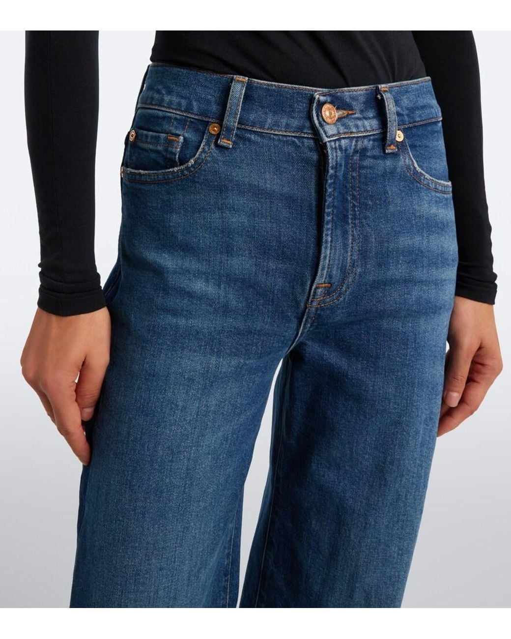 7 For All Mankind Blue Lotta Wide-Leg Jeans