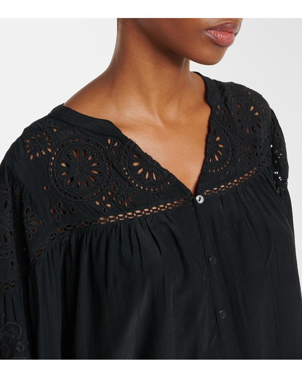 Velvet Black Libby Open-Knit Blouse