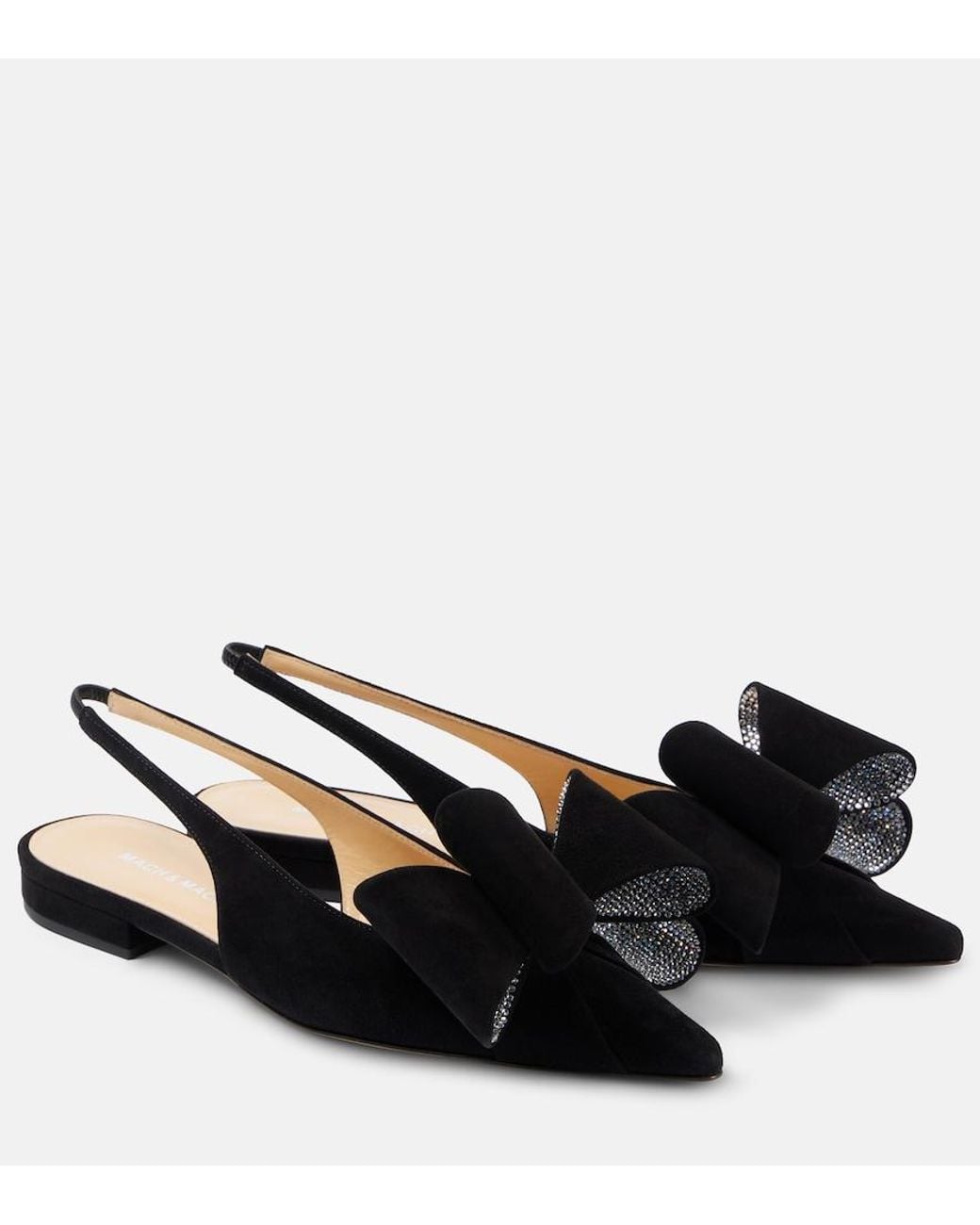 Mach & Mach Black Le Cadeau Suede Ballet Flats