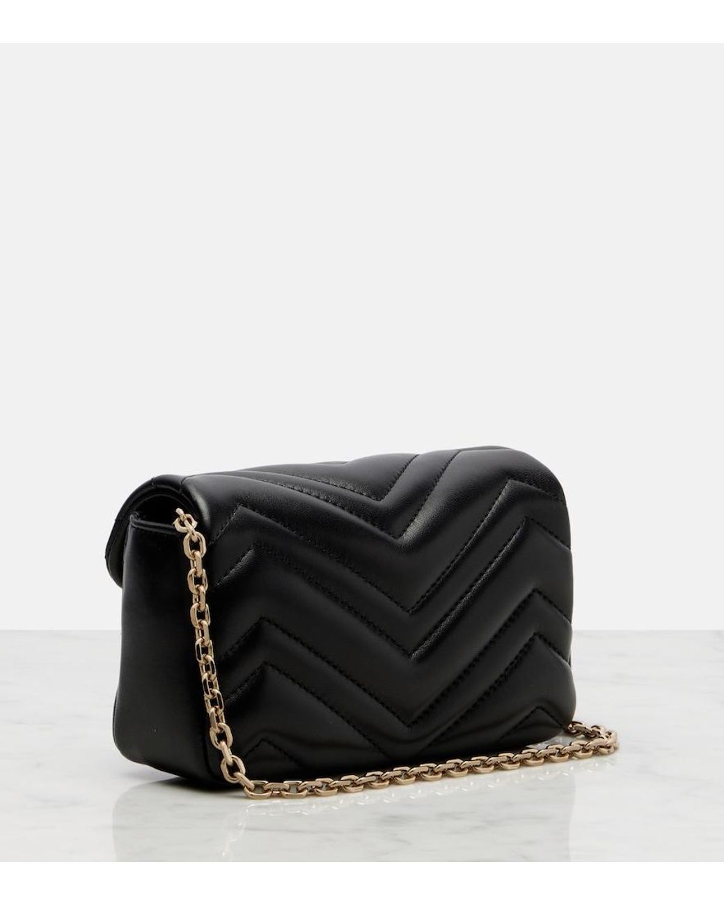 Gucci Black Gg Marmont Mini Leather Crossbody Bag