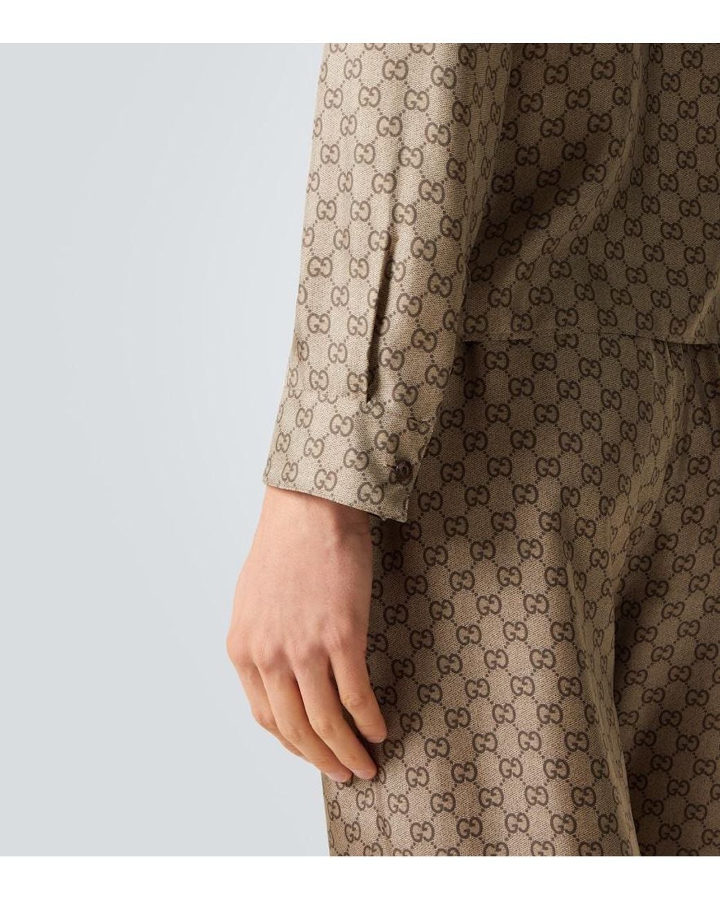 Gucci Green Gg Printed Silk Twill Shirt for men