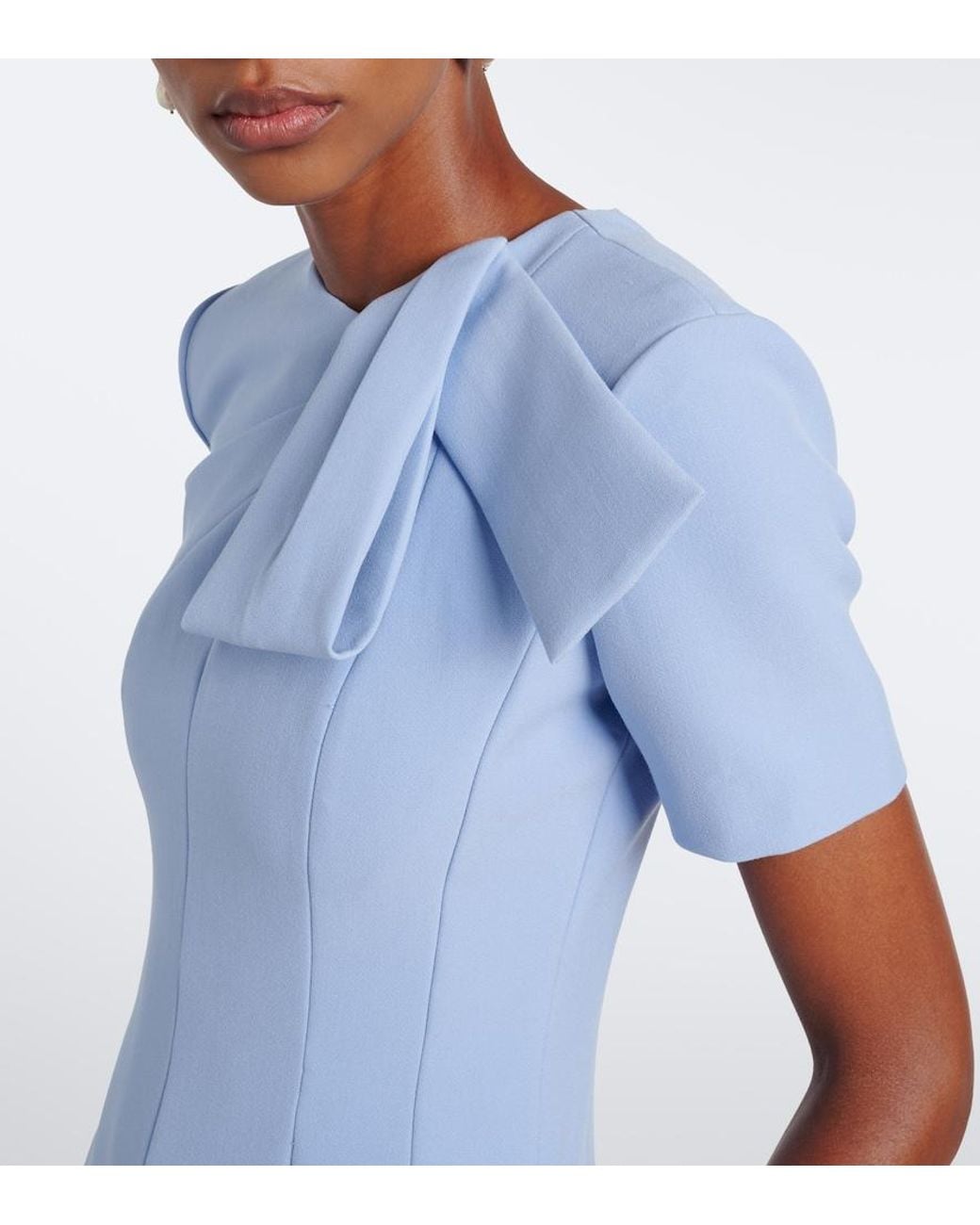 Roland Mouret Blue Bow-Detail Crepe Cocktail Dress