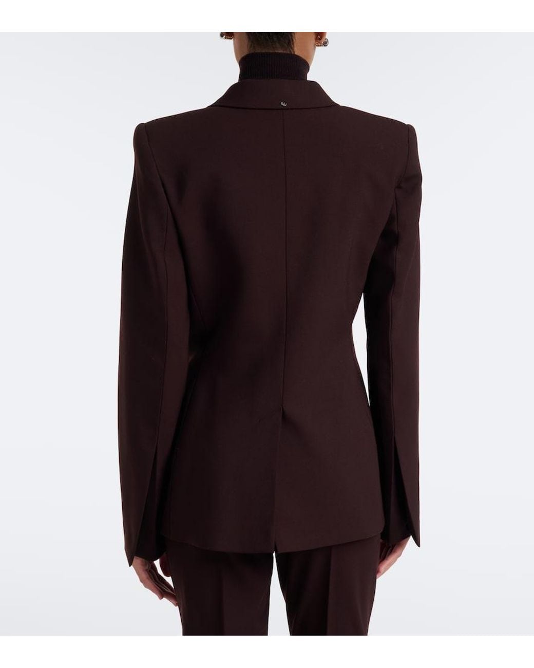Sportmax Brown Double-Breasted Wool-Blend Blazer