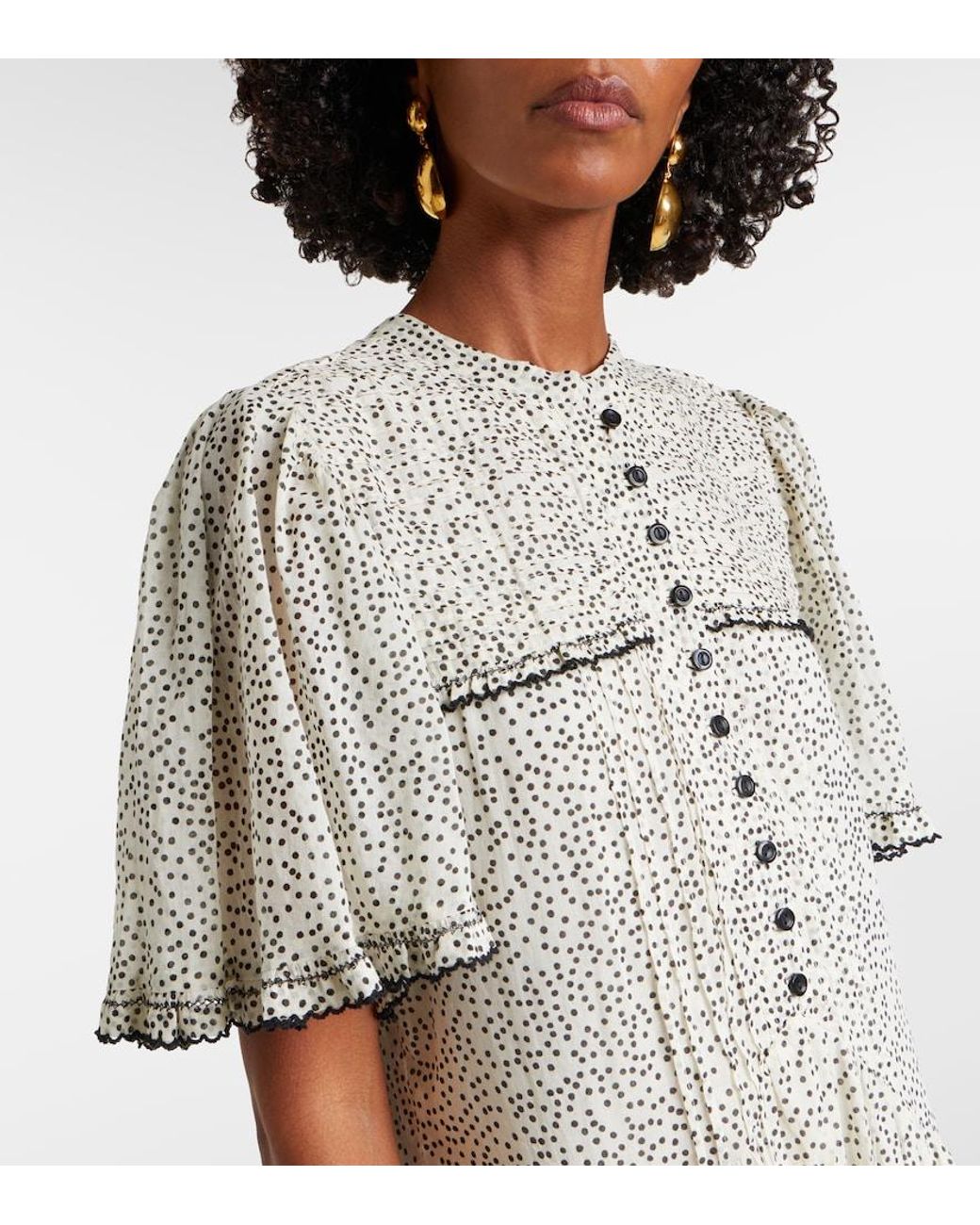 Isabel Marant White Daynia Polka-Dot Cotton Minidress