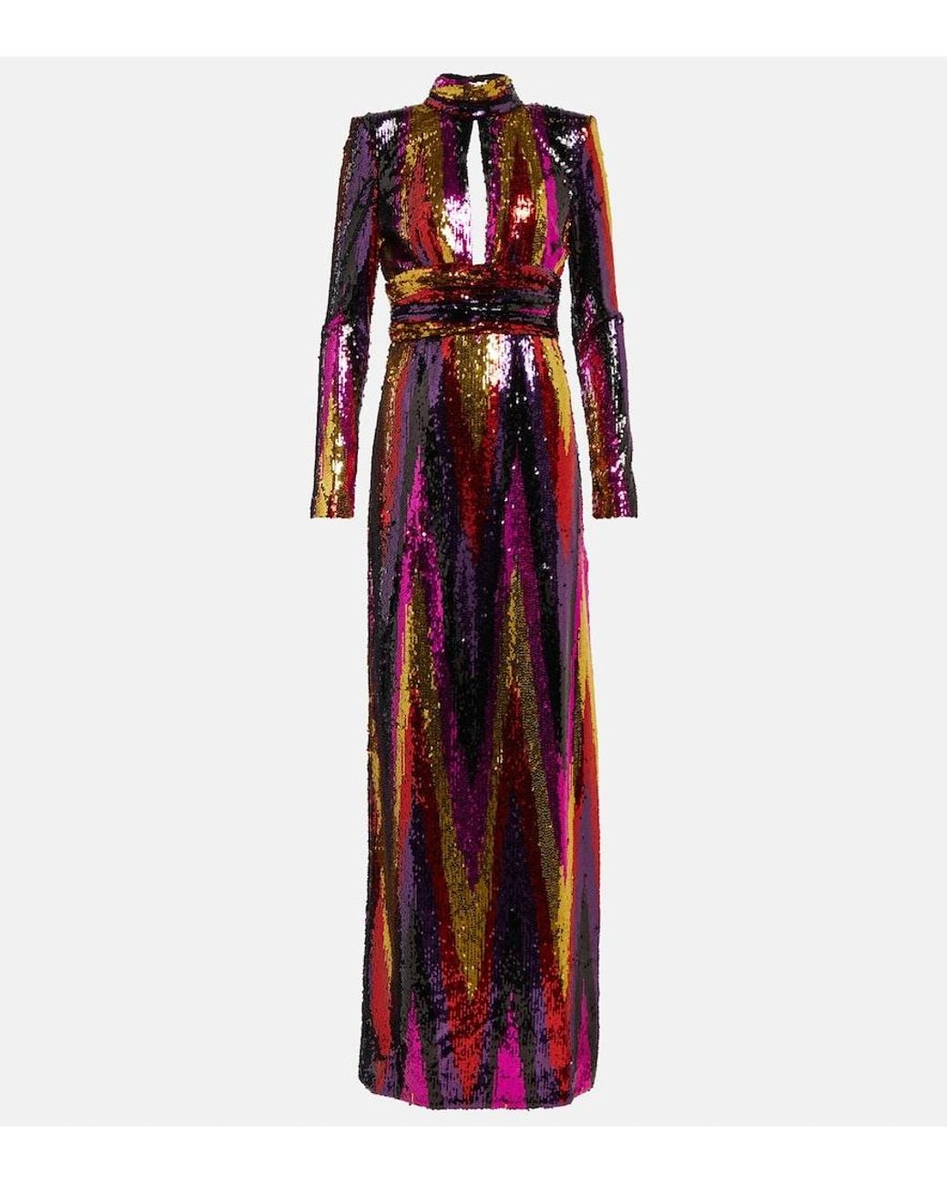 Rebecca Vallance Red Kaia Zig-zag Gown