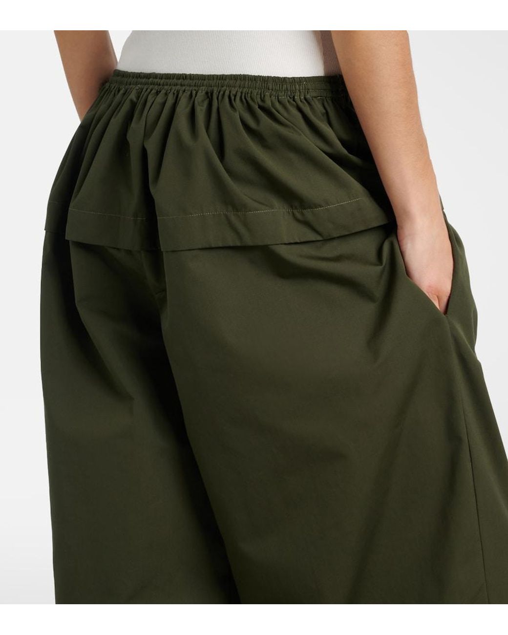 Alaïa Green Peplum Cotton Tapered Pants