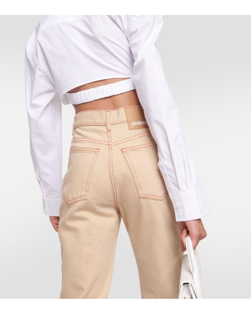 Jacquemus White La Chemise Bahia Cotton-Blend Cropped Top